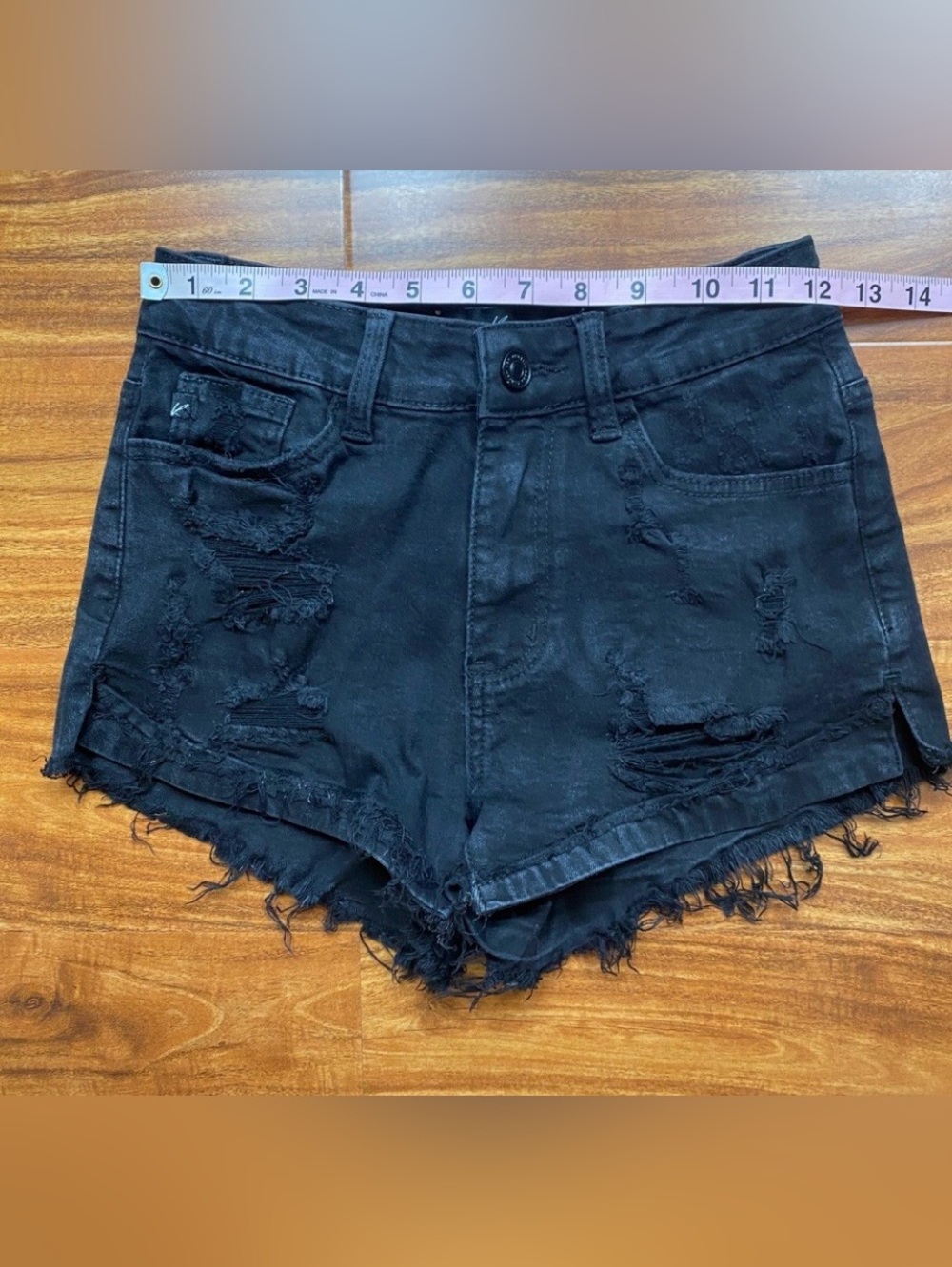 KanCan Womens Faded Black Midrise Distressed Cotton Denim Shorts Size 3 Casual - Picture 12 of 15